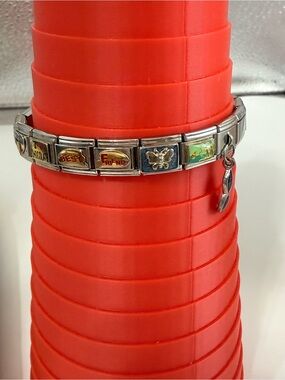 vintage modular Italian charm bracelet 14 charms